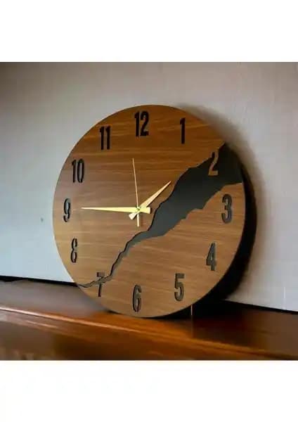 AA Shop Siyah Ceviz Renkli 50cm Modern Sessiz Duvar Saati Dekorasyon İçin Uygun