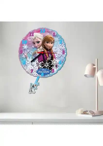 Arya Sarkaçlı Ahşap Frozen Çocuk Odası Duvar Saati: Estetik ve Eğlenceli Tasarım
