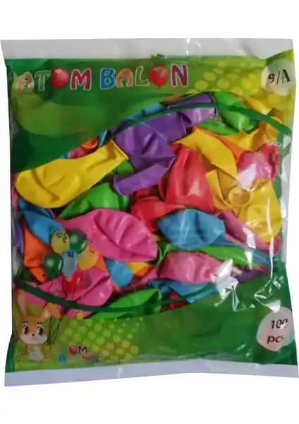 Atom Renkli Balon 100'lü: Çocuk ve Yetişkin Partileri İçin Renkli Süsleme Malzemesi