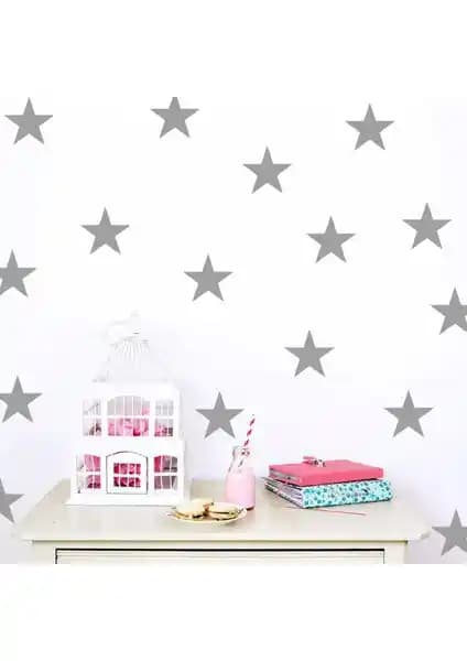 Decolight Büyük Boy Gümüş Gri Yıldız Sticker ile Modern ve Şık Dekorasyon Çözümleri