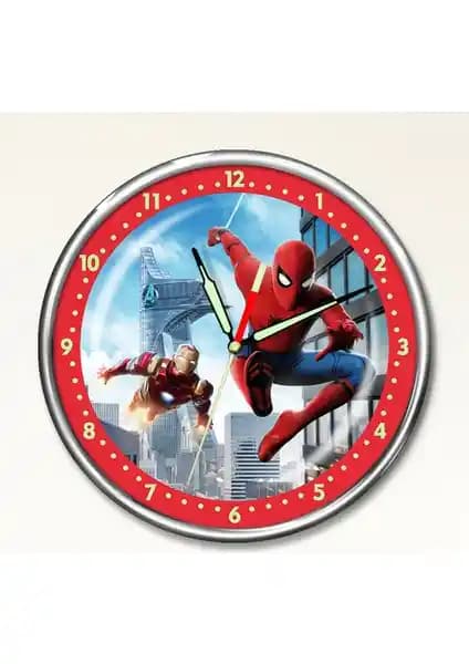 Dekor Loft Premium Gece Parlayan Örümcek Adam Çocuk Odası Duvar Saati Detaylı Tasarım