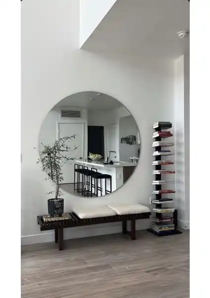 Effe Yapı Dekor 100 cm Çapında Çerçevesiz Yuvarlak Ayna Modern ve Şık Dekorasyon Unsuru