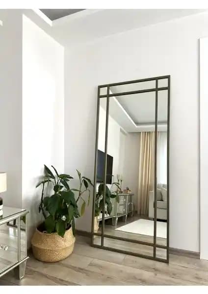 Effe Yapı Dekor Pirinç Eskitme Metal Çerçeveli 180x80 cm Modern Dekoratif Ayna
