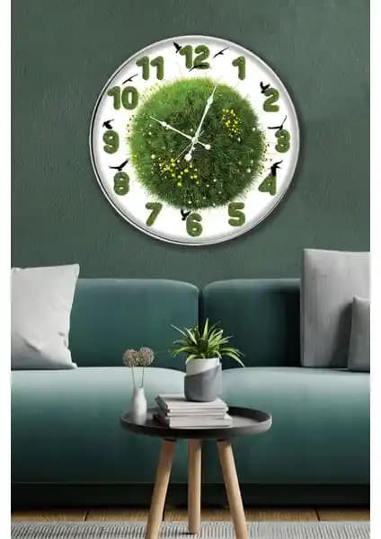 Emya Home Çimen Duvar Saati 29 cm Modern ve Şık Dekoratif Tasarım