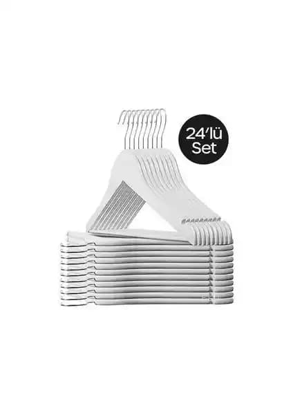 Esti 24 Adet Ahşap Görünümlü Plastik Beyaz Elbise Askısı Ürün Tanıtımı ve Özellikleri