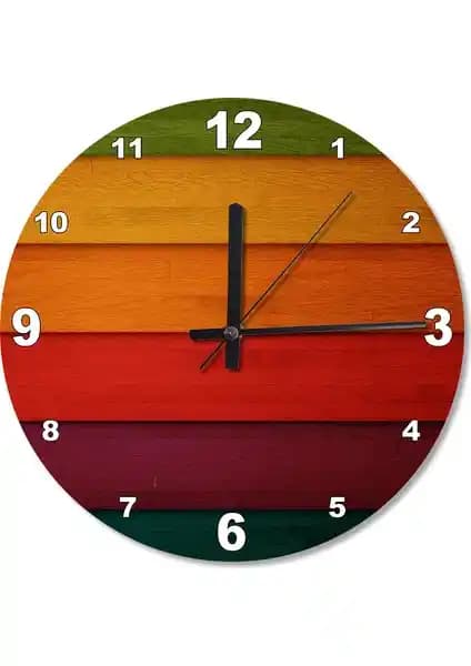 Gökkuşağı Renkleri Ahşap Duvar Saati: Modern ve Şık İç Mekan Dekorasyonu İçin Tasarım