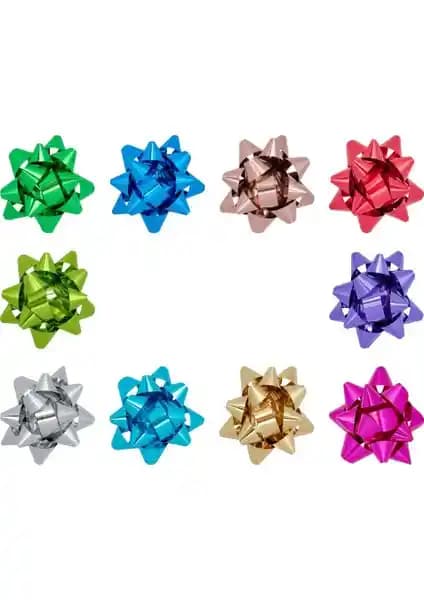 Kikajoy Rengarenk Metalik Paket Süsü 100'lü Dekorasyon ve Hediye Paketleme Malzemesi