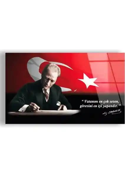 Kırılmaz Cam Mustafa Kemal Atatürk Tablo Modern ve Güvenli Dekorasyon İçin Uygun