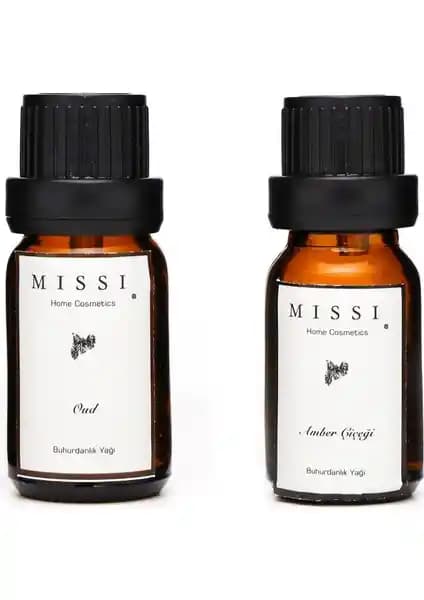 Missi 10 ml 2'li Oud ve Amber Çiçeği Buhurdanlık Esansı Kalıcı Koku Seti