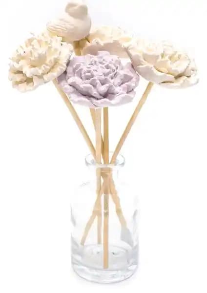 Missi Dekoratif Bambu Çubuklu Koku Yayan Büyük Çiçekler-ekru Seti ile Şık ve Fonksiyonel Dekorasyon