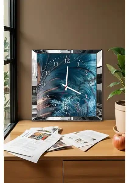 Modern Gümüş Çerçeveli MDF Duvar Saati Zaman Girdabı Temalı Dekoratif Tasarım
