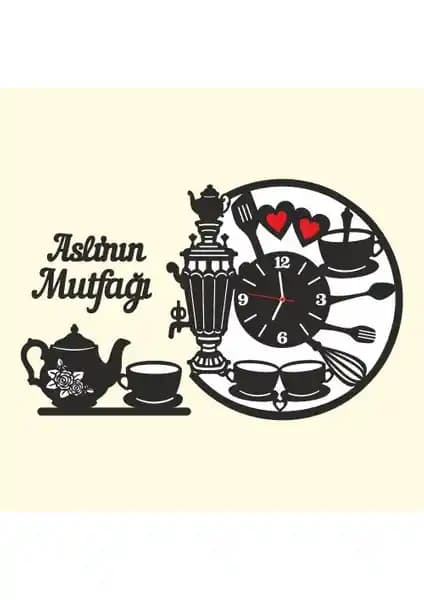 Modern ve Şık Mutfak Dekorasyonuna Uygun Ahşap Duvar Saati 50x30 cm