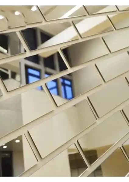 Modern ve Şık Neon Pleksi Tuğla Desenli Gümüş Pleksi Dekoratif Panel