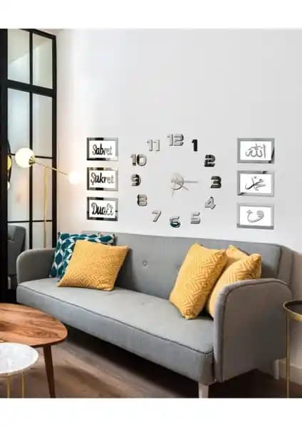Modern ve Şık Türkçe Duvar Dekoru Seti - Ahşap ve Gümüş Detaylı Tasarım