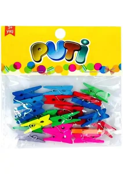 Puti Ahşap Renkli Mini Mandallar: Çocuklar ve Yaratıcı Projeler İçin Dayanıklı ve Renkli Set