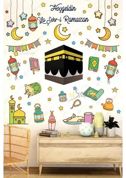 Ramazan Temalı Yapışkanlı Cam ve Duvar Sticker Seti ile Manevi Atmosferinizi Yaratın