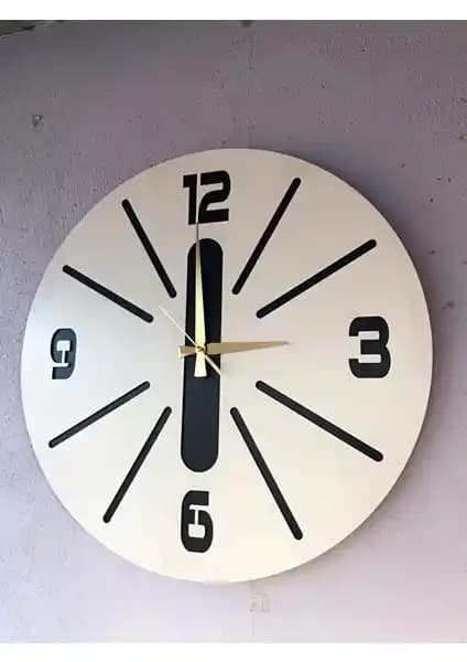 AA Shop Beyaz Renkli Modern Ahşap Duvar Saati Ev ve Ofis Dekorasyonu İçin