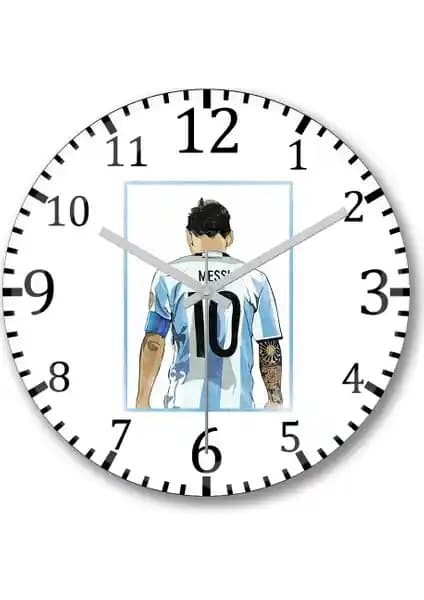 Argentina Messi Temalı Modern Duvar Saati 30 cm Çapında Şık ve Dayanıklı Tasarım