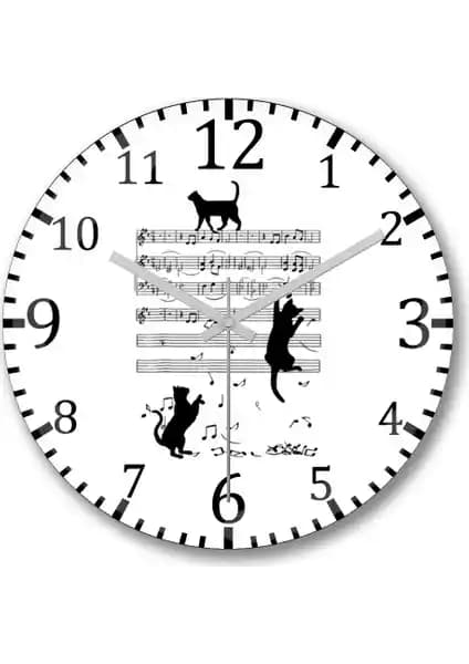 Baskı Dükkanı Notalar Müzik Cat Kedi Komik Duvar Saati: Estetik ve Fonksiyonellik Bir Arada