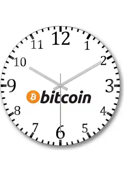 Bitcoin Temalı Modern Duvar Saati 30 cm Cam Yüzeyli Şık Dekoratif Parça