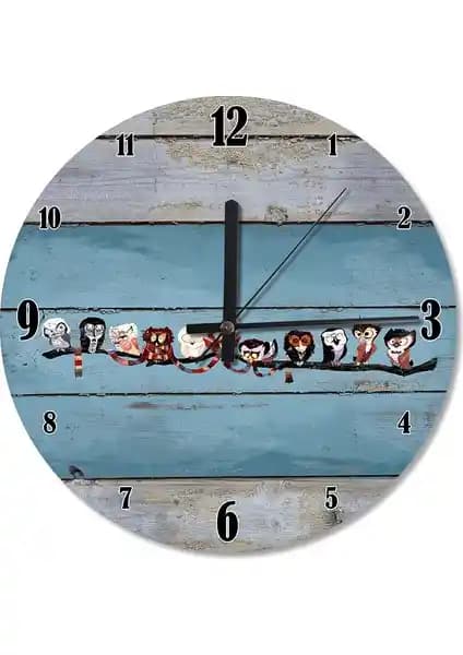 Cakasepetim Daldaki Komik Baykuşlar Tasarım Duvar Saati Ev ve Ofis Dekorasyonu İçin Modern Seçenek