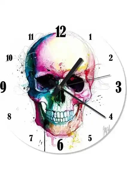 Cakasepetim Renkli Kurukafa Duvar Saati Modern ve Çarpıcı Tasarımıyla Dekorasyonunuza Renk Katıyor