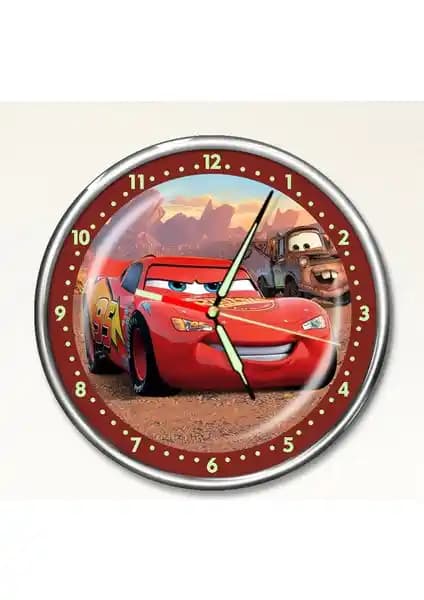 Çocuk Odası Dekorasyonu İçin Gece Parlayan Şimşek McQueen Duvar Saati