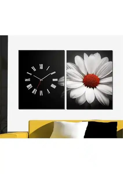 Daisy 2 Parçalı Canvas Tablo Saat ile İç Mekanlarınızı Şık ve Dayanıklı Hale Getirin