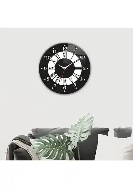 Decorita Cam Saat Classic Black 40cm Çapında Modern ve Dayanıklı Tasarım