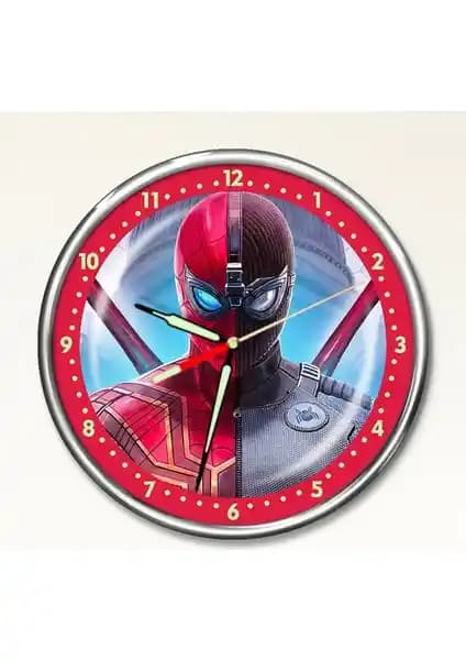 Dekor Loft Premium Gece Parlayan Örümcek Adam Çocuk Odası Duvar Saati PFS-1788