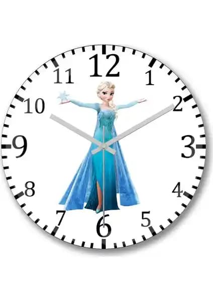 Elsa ve Anna Temalı 30 cm Çapında Şık ve Dayanıklı Duvar Saati