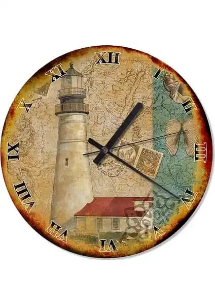 Eskitilmiş Beyaz Deniz Feneri Sessiz Duvar Saati ile Dekorasyonunuza Şıklık Katın