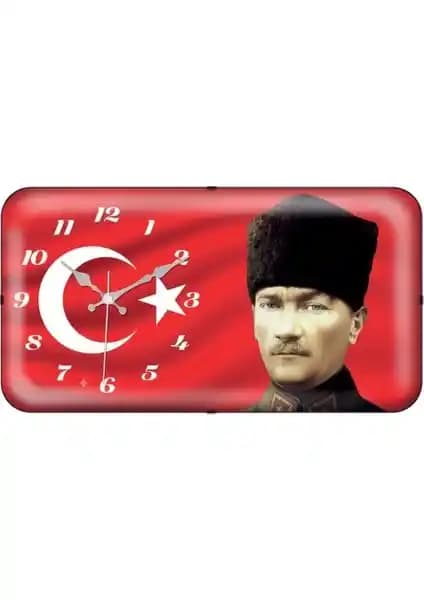 Galaxy Mineral Bombeli Cam Dikdörtgen Atatürk Saati: Estetik ve Anlamlı Dekorasyon Parçası
