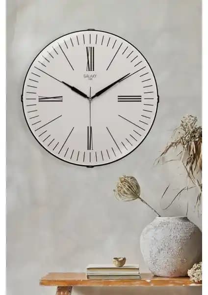 Galaxy Roma Rakam Bej Zeminli Bombeli Duvar Saati 35 cm Estetik ve Fonksiyonel Tasarım