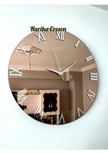 Harika Crown Gerçek Aynalı Modern Dekoratif Duvar Saati - Şık ve Dayanıklı Tasarım