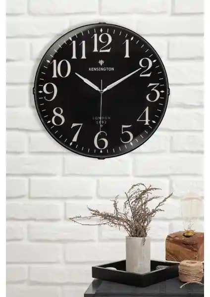 Kensington London Siyah Zeminli Bombeli Duvar Saati 35 cm ile Modern ve Şık Dekorasyon Çözümü