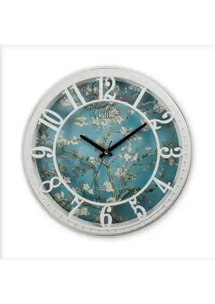 Klik Hisar Badem Çiçekleri Duvar Saati Modern Tasarım ve Uzun Ömürlü Kullanım İmkanıyla