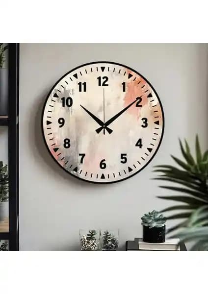 M&H Kalitesiyle Dekoratif Türkçe Rakamlı Kelebek Desenli UV Baskılı Duvar Saati