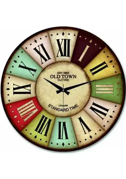 Mark Lab Ahşap Dekoratif Yuvarlak Duvar Saati 50x50 cm Modern ve Şık Tasarım