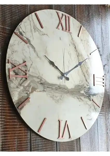 Markakanvas Mermer Desenli Duvar Saati: Estetik ve Fonksiyonellik Sunan Modern Tasarım