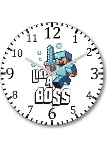 Minecraft Like a Boss Duvar Saati Modern Dekorasyon İçin Şık ve Kaliteli Tasarım