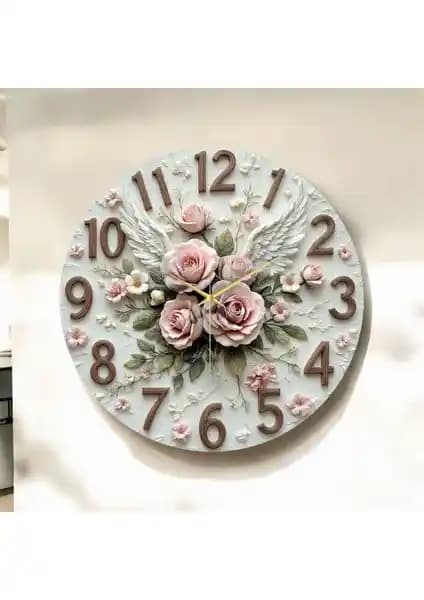 Modern Ahşap Renkli Baskılı Sayılı Duvar Saati 45cm ile Dekorasyonunuza Şıklık Katın