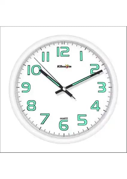 Modern ve Sessiz Tasarımlı 28 cm Beyaz Bombe Camlı Duvar Saati