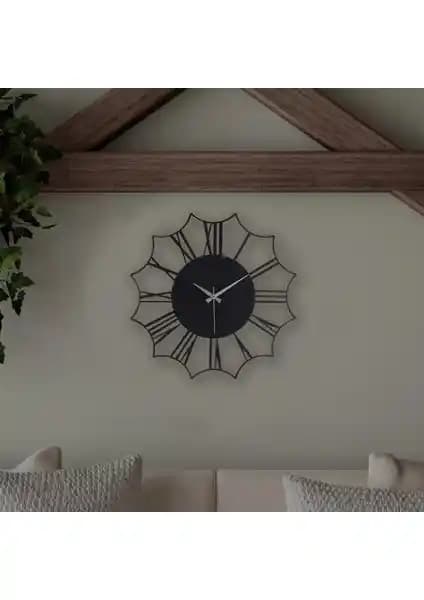 Muyika Ela Metal Siyah Duvar Saati 50x50 Cm Modern ve Dayanıklı Dekoratif Saat
