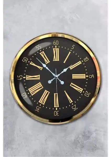 Platin Saat 52 cm Gold Metal Roma Rakamlı Duvar Saati Ev ve Ofis Dekorasyonuna Şıklık Katıyor