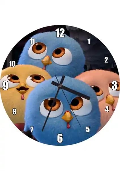 Renkli Kuşlar ve Karikatür Temalı Modern MDF Duvar Saati - Estetik ve Dayanıklı Tasarım