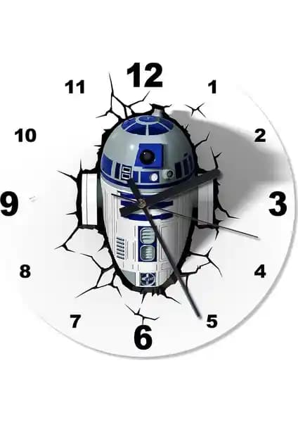 Star Wars R2D2 Temalı Duvar Saati Ev ve Ofis Dekorasyonuna Şık Katkı