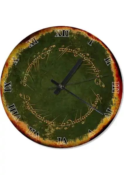 Yüzüklerin Efendisi Temalı Modern Duvar Saati 30x30 cm ve 50 cm Seçenekleriyle