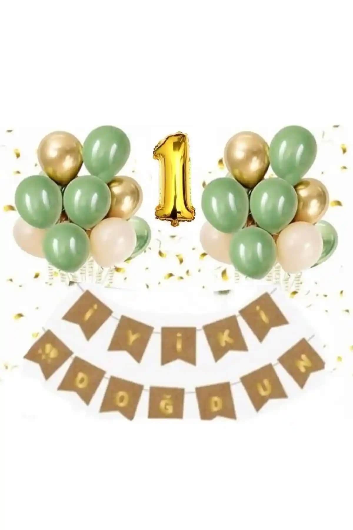 Düvenci Ticaret 1 Yaş Kraft Gold Varaklı Banner ve Lüks Doğum Günü Balon Seti Karşılaştırması