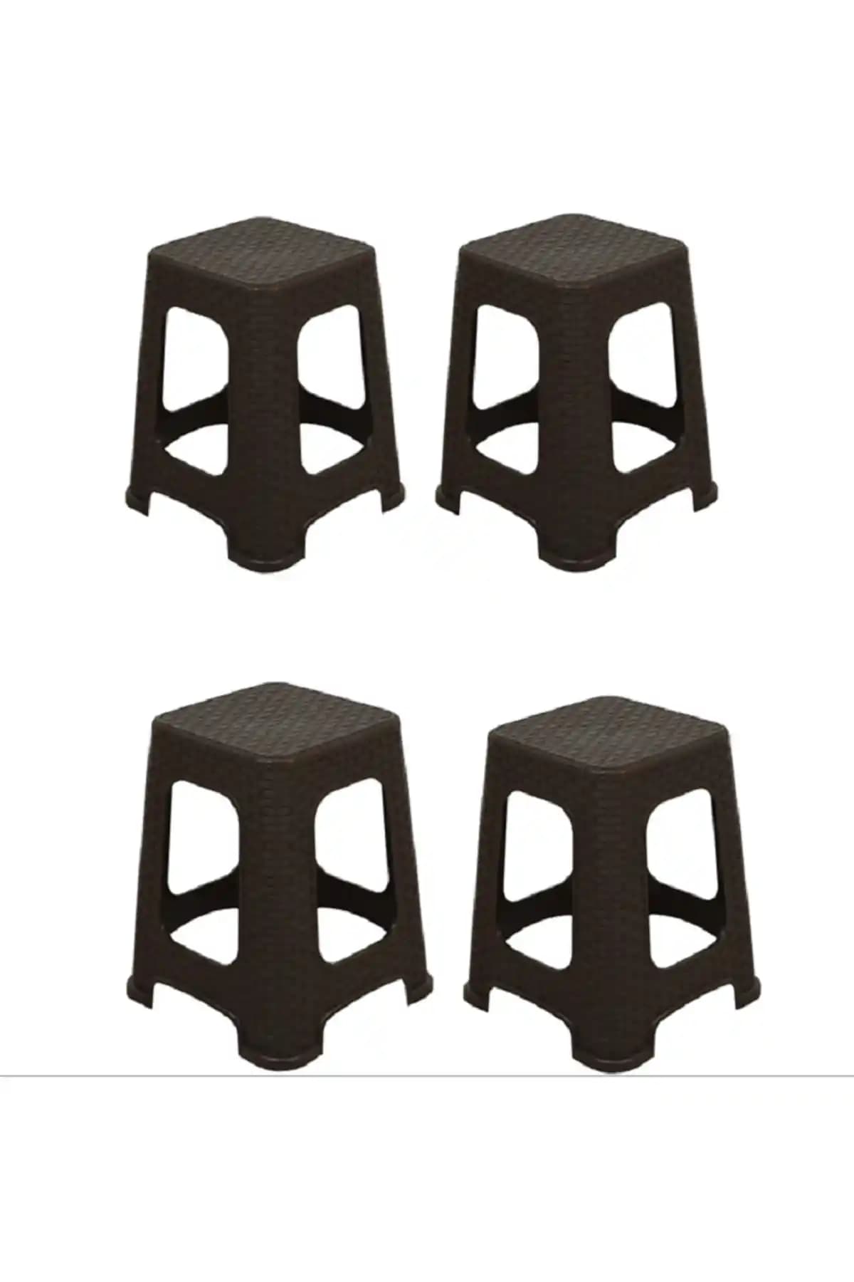 entarzlife Star Rattan Büyük Tabure Seti: Modern, Dayanıklı ve Konforlu 4'lü Plastik Tabure